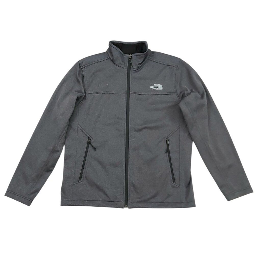 The North Face Mens Large Gray Cedar Trail Grid Fleece Full-Zip Jacket Hiking